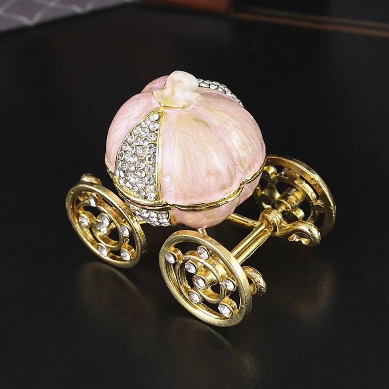 

Luxury Pumpkin Carriage Jewelry Box Retro Enamel Ring Hold Boxes Women Girls Enamel Ornaments Gift for Home Decor