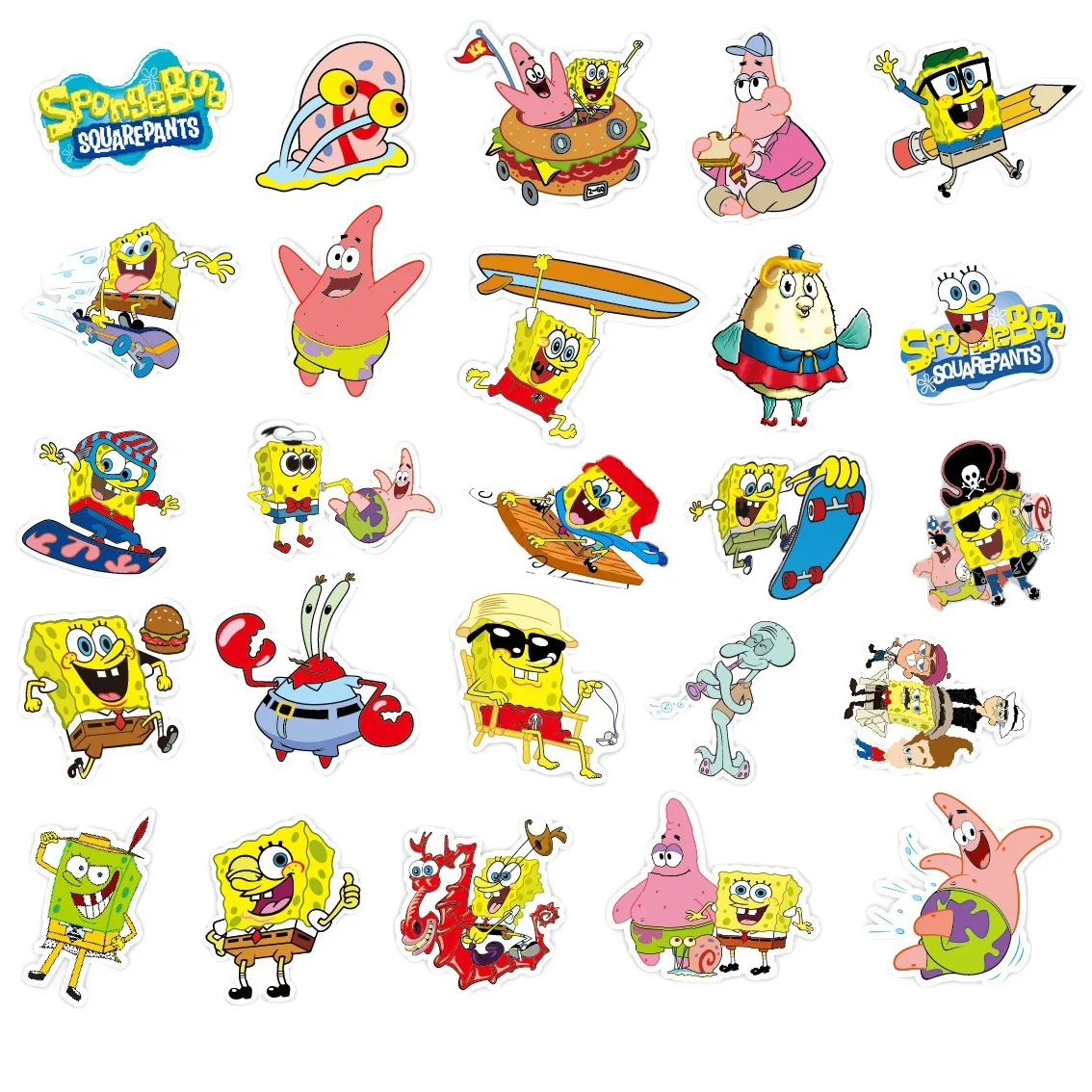 50pcs SpongeBob SquarePants Graffiti Sticker Notebooks Computer Cartoon Decorative Waterproof Stickers