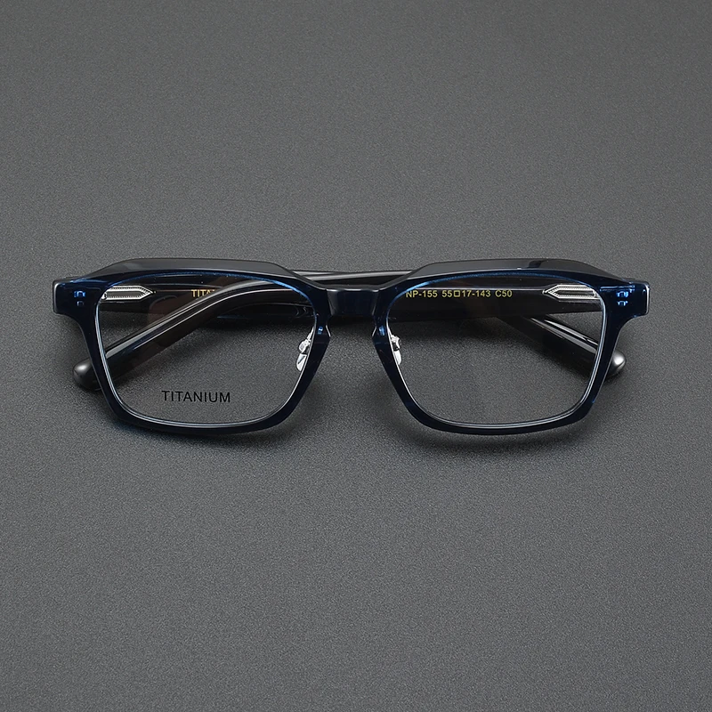 High quality handmade square designer glasses frame thickened large frame Fashion Commuter Retro Big Face 150 optical glasses