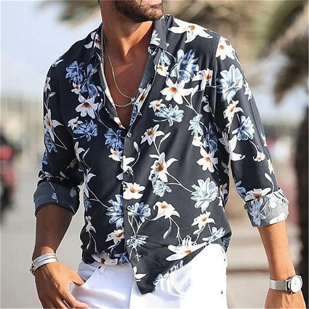 New men\'s shirt graphic printing notes beige casual long-sleeved button clothing sports fashion design S-6XL summer 2023