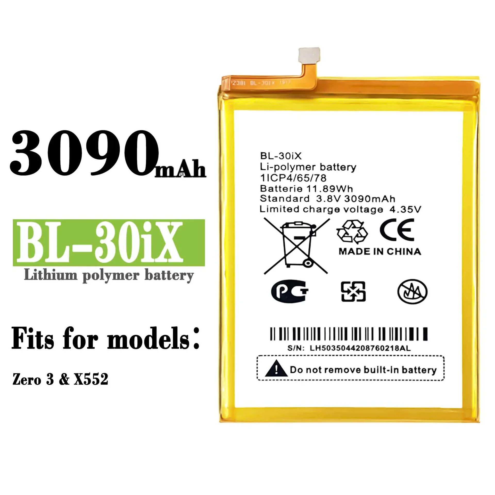 High Quality Replacement Battery For Infinix X552 Zero3 Phone BL-30ix Zero 2 New Large Capacity Built-in Battery