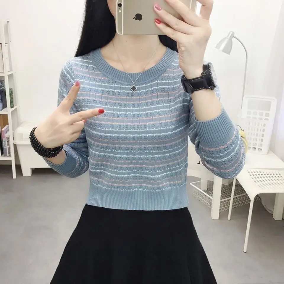 

2023 New Women's Thin Long Sve ort Base irt Knitted Sweater Faionable Top Small Size Autumn Faionable Ladies' Knit...