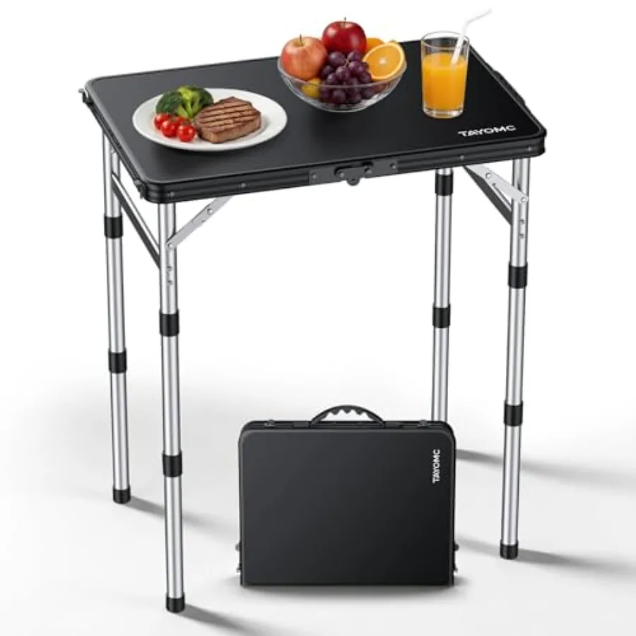 

2Feet Plastic Folding Table, 3 Adjustable Height Waterproof Small Folding Camping Table Lightweight and Portable with Carry Han