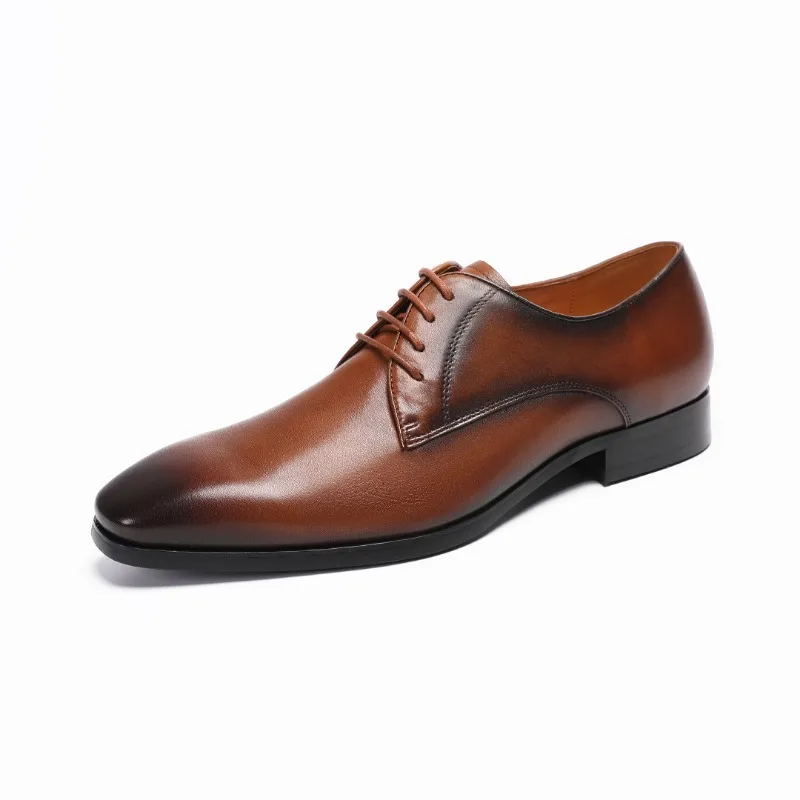 Vintage Mens Genuine Leather Formal Oxfords Shoes Luxury Handmade Quality Comfortable 2026 Autumn New Wedding Social Shoes Man