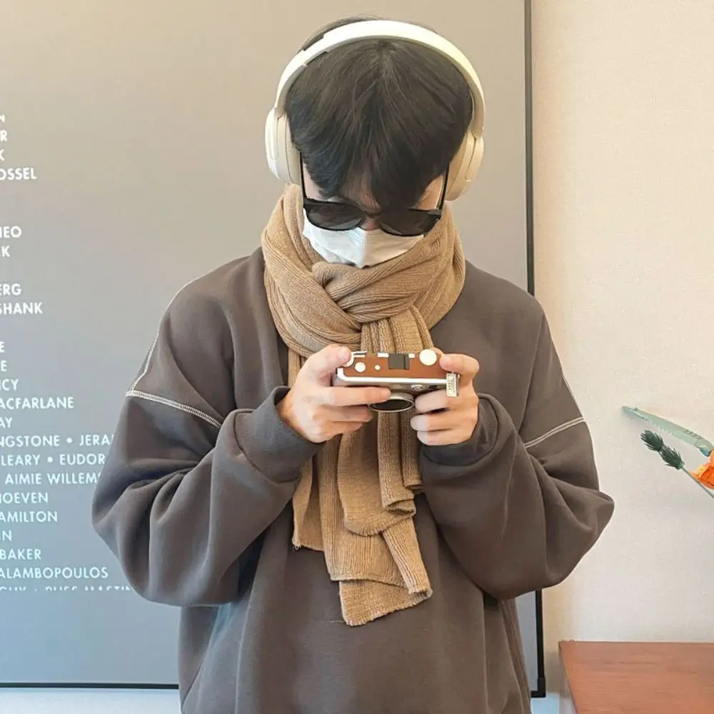 

Casual Solid Color Men Wool Scarf Soft Simple Winter Cashmere Scarf Warm Long Coldproof Scarf Males