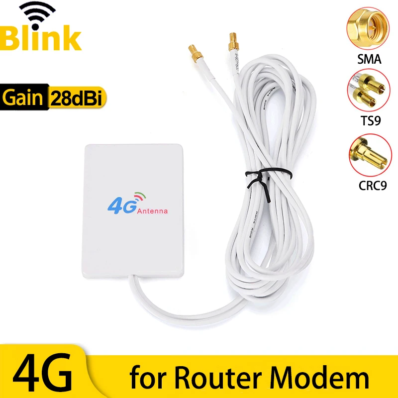 Antenne panneau Mimo 28dBi 4G LTE, panneau externe Mobile, amplificateur de Signal, TS9 CRC9 SMA mâle, pour HUAWEI ZTE Vodafone Route