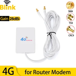 Amplificador Mimo para exteriores, Antena de Panel 4G LTE, potenciador de señal de red móvil TS9 CRC9 SMA macho para HUAWEI ZTE Vodafone Route, 28dBi