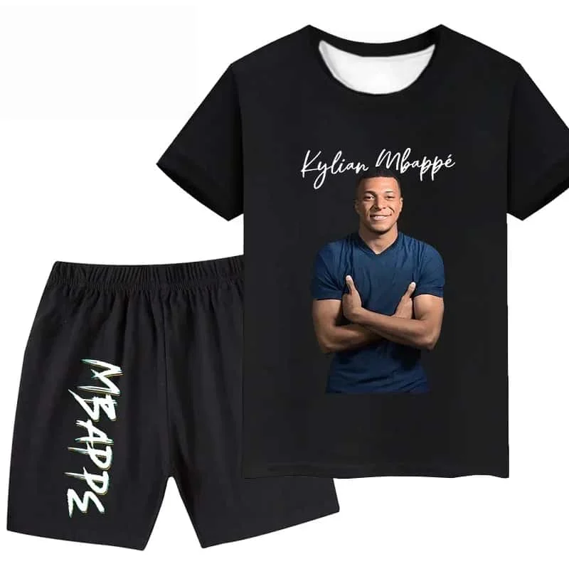 AI #10 Mbappe Popular Stars Summer Children's Adult Football Shirt Couple T-shirt Shorts Set Gift Suitable for Father and Son