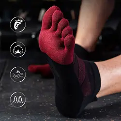 Absorb Sweat Soccer Running Each Toe Socks Cotton Autumu Tube Socks Five Finger Socks Short Toe Socks Men Sport Socks