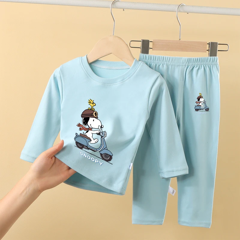 

Snoopy Velvet Sleepwear Set Autumn Loose Comfortable Warm Sleepwear Cute Cartoon Anime Pattern Set Children's Christmas Gift