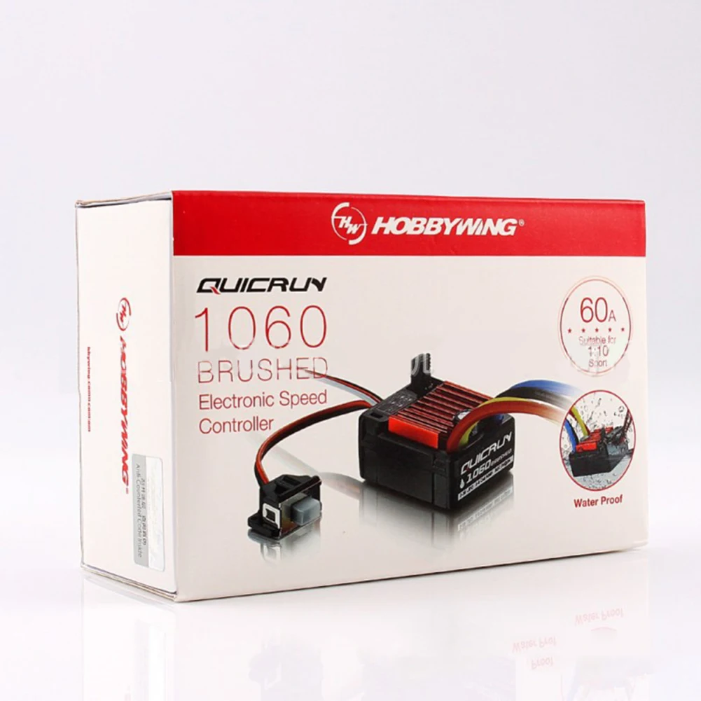 Quicrun 1060 60A Waterproof Brushed Esc Two-way Esc With Brake Compatible For Scx10 Remote Control Climbing Car Accessories