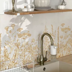 Wildflowers Wall Stickers for Kitchen Glass Backsplash, Botanical Wall Border Sticker, Peel and Stick, Dining Room Decoration