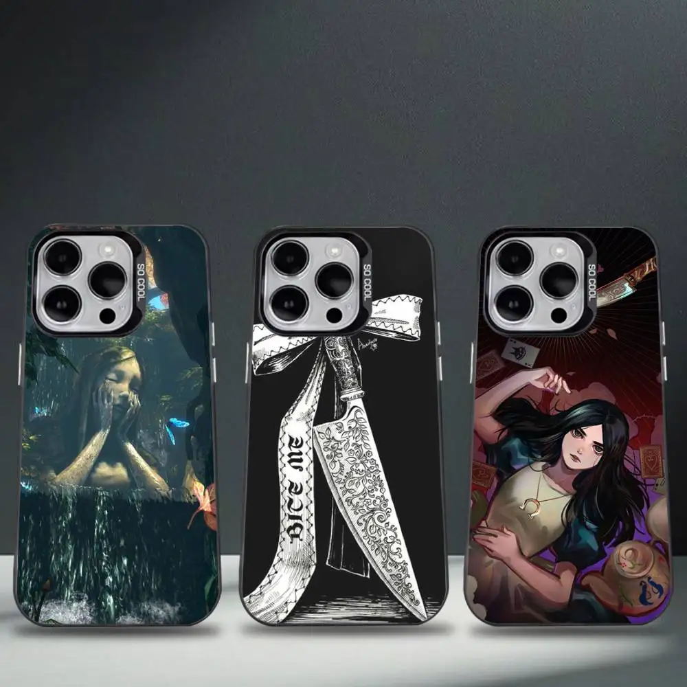 

Game A-Alice Madness Returns Phone Case For iPhone 16,15,14,13,12,11,8,7,Pro,Max,Plus,Mini,XS,SE Anti Fall Black Matte Hard