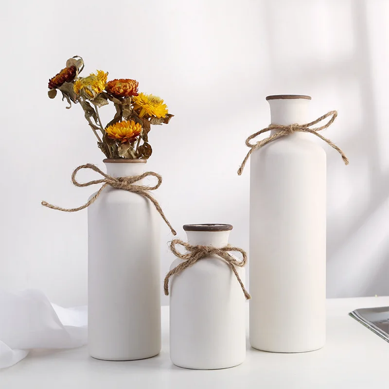 

Modern European minimalist white ceramic vase set home decoration wedding ornament