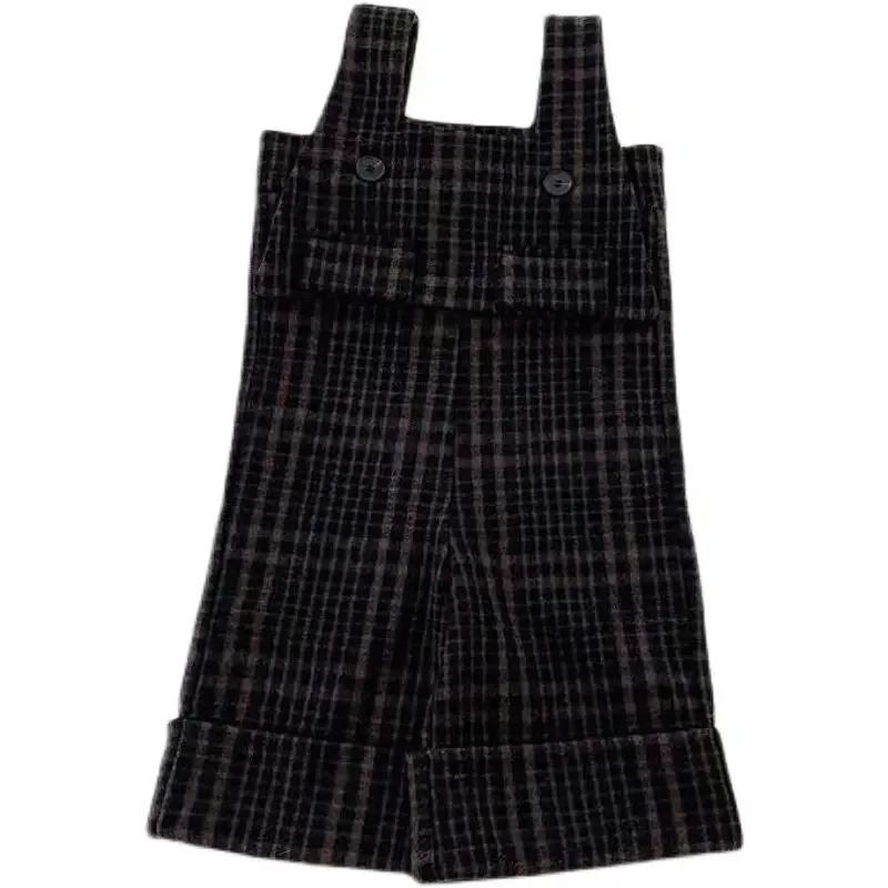 2024 Children Sets Vest Pullover Sleeveless Plaid Wide Leg Pants Cotton Soft Simple Comfortable Casual Autumn Children Girls