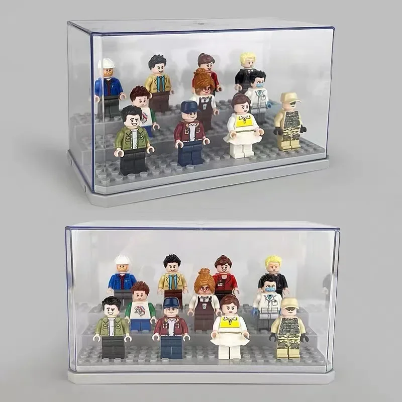 Compatible LEGO Mini Particles Figures Display Box Acrylic Board Ornaments Transparent Dustproof Storage Box For Building Blocks