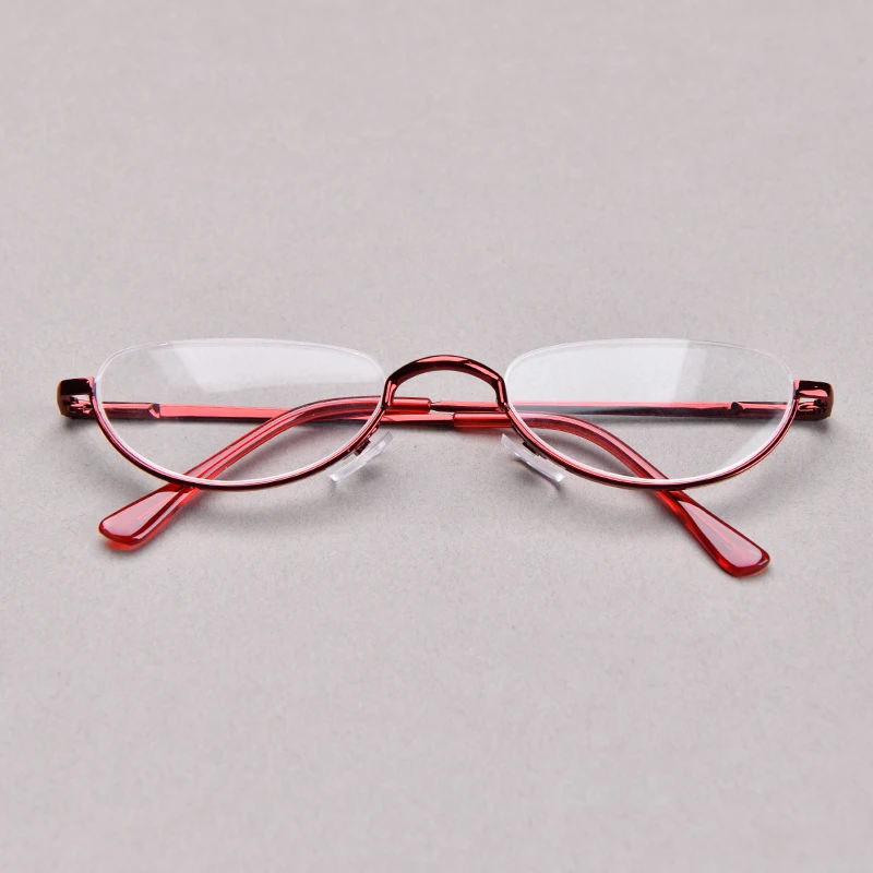 Halbrahmen-Lesebrille für Herren, hochwertige runde Legierung, Lupen, Brillenrezept, 0 bis +4, klare schmale Brille für Damen – Detail 8
