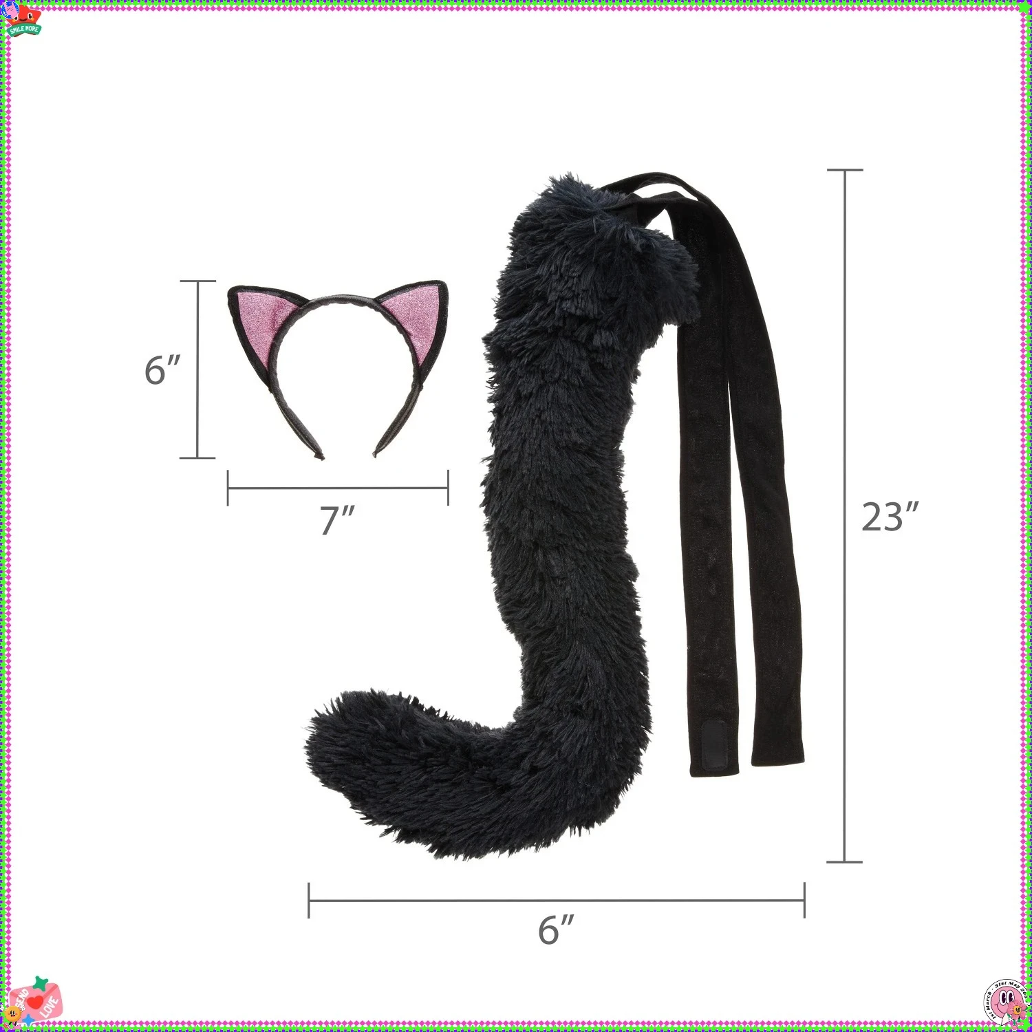 

Сексуальный черный плюшевый комплект с кошачьими ушками и хвостом, женский костюм Салли на Хэллоуин, аксессуары для вечеринок с котенком