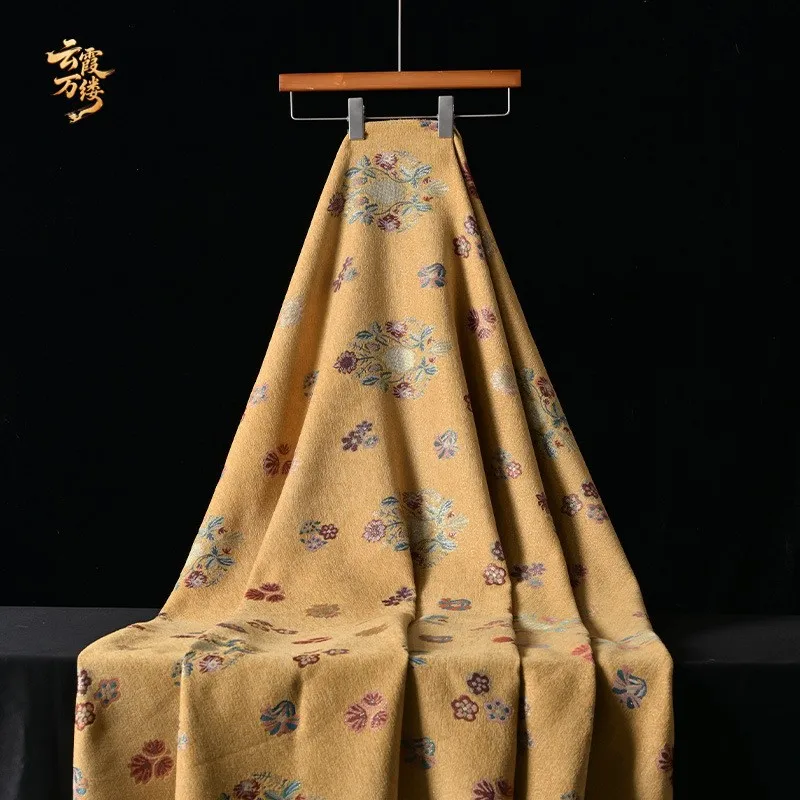Chinese-style dark-patterned small print embroidered jacquard fabric for cheongsam and Hanfu clothing design