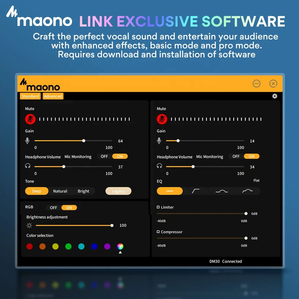 Maono DM30 Programmable RGB Gaming Microphone 3-in-1 Mic Knob Podcast Mic Desktop USB Type C Condenser Gaming Microphones - view 3