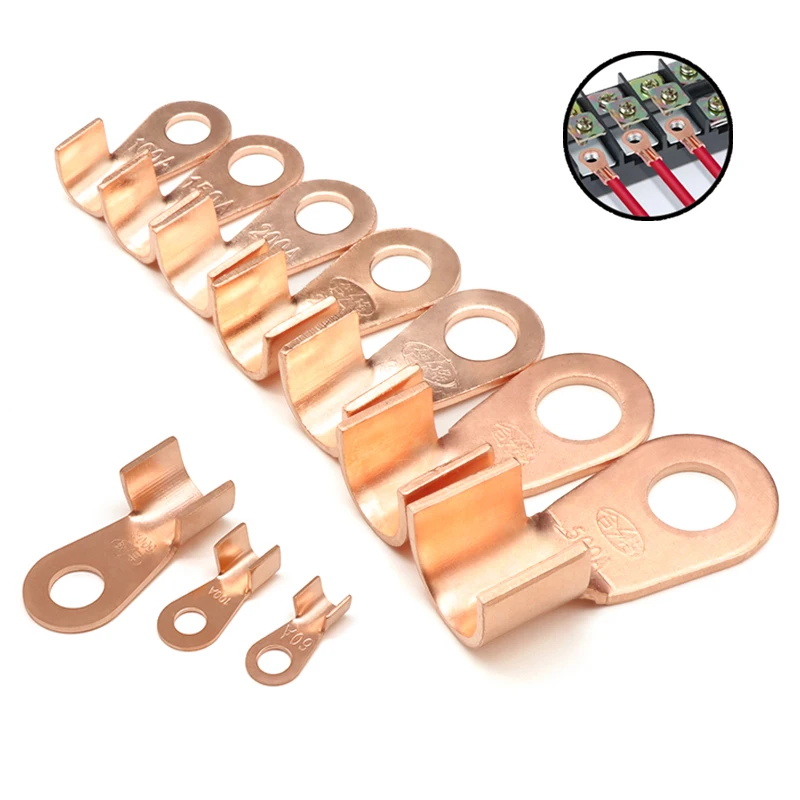 

Wire Terminal OT Type 3A 5A 10A 20A 30A 40A 50A 60A 80A Red Copper Bare Nose Lugs Crimp Open Mouth Cable Connector Splice