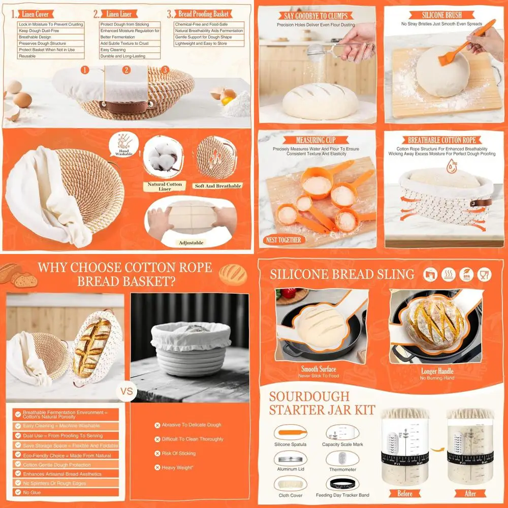 

Sourdough Starter Kit, Sourdough Bread Baking Supplies, Sour Dough Starter Kits, Woven Bread Proofing Basket, Sourdough Kit Jar