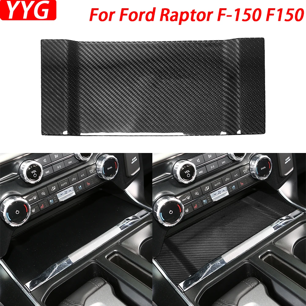 

For Ford Raptor F-150 F150 2021-2024 Real Dry Carbon Fiber Wireless Charging Storage Panel Cover Trim Car Interior Accessories