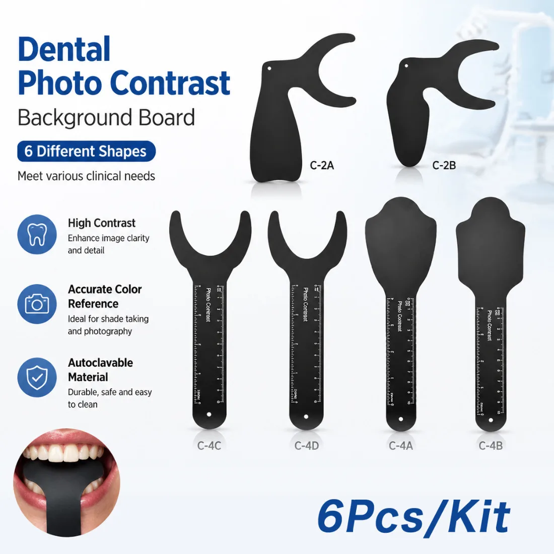 1Kit Dental Equipment Photography Contrast Board Intraoral Black Orthodontics Record Mark Shade Matching Clinical Tools