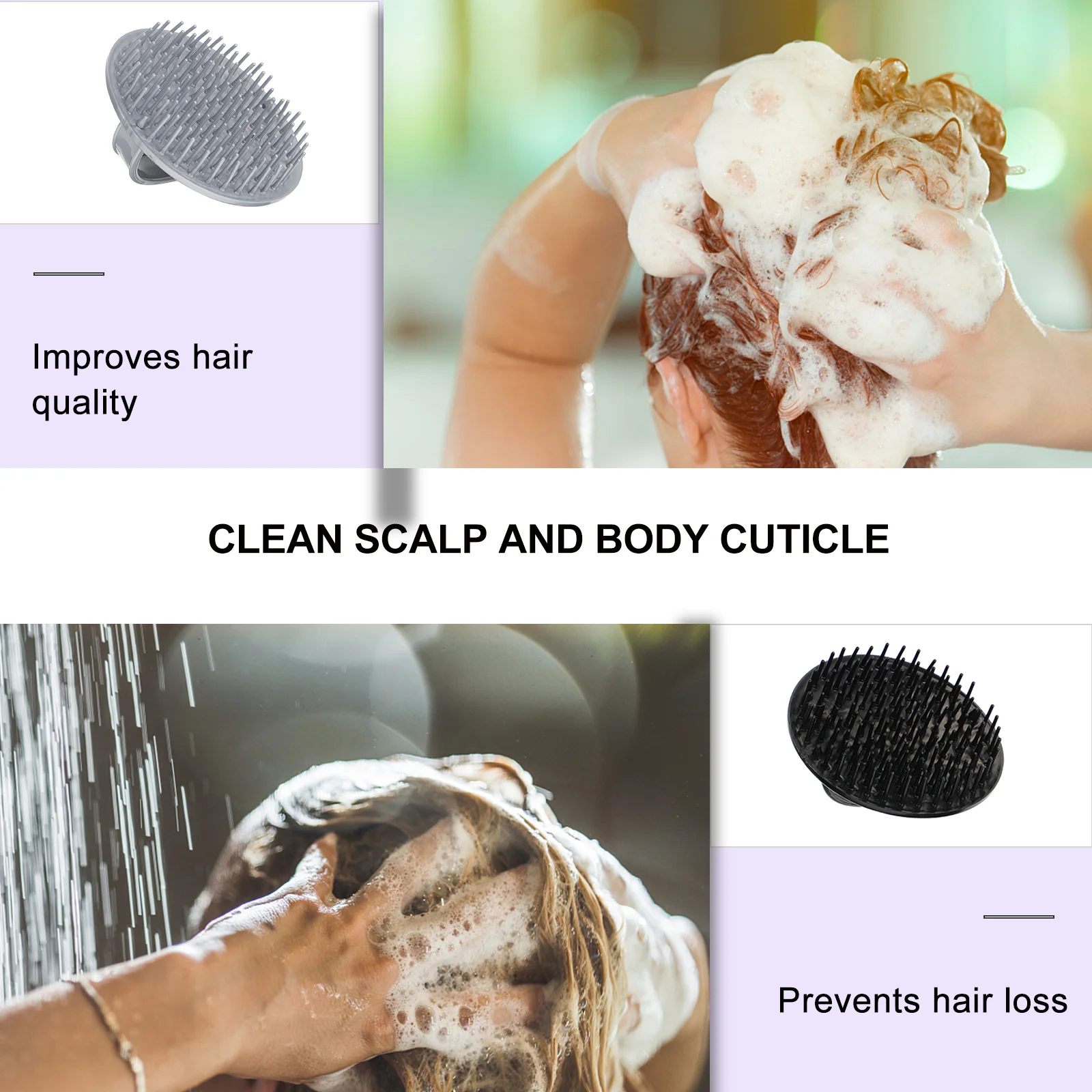 6 Pcs Shampoo Brush Massage Hair Scalp Massager Hand Wash Washing Comb Head Plastic Cleansing