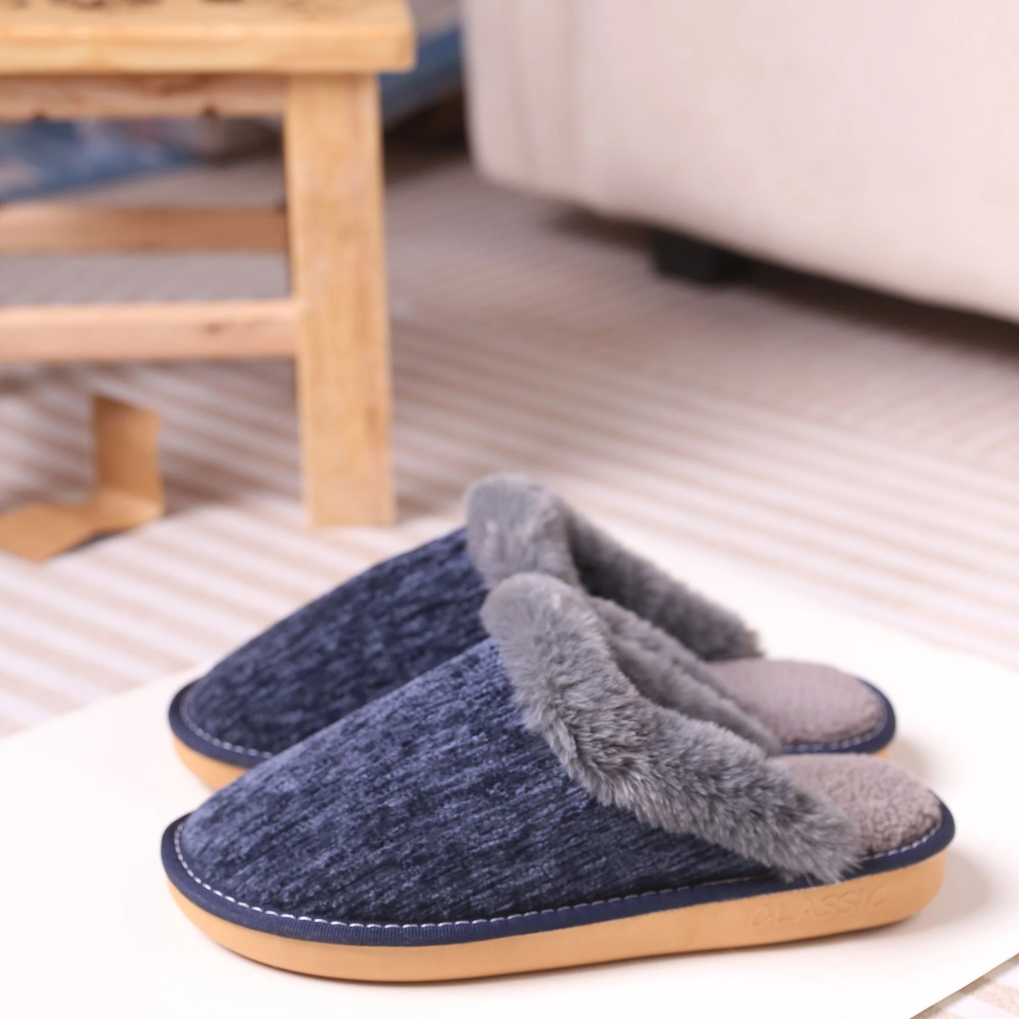 Winter Warm Plush Slippers Set Soft Fuzzy Cotton Indoor House Slippers Non-slip Cozy Home Footwear
