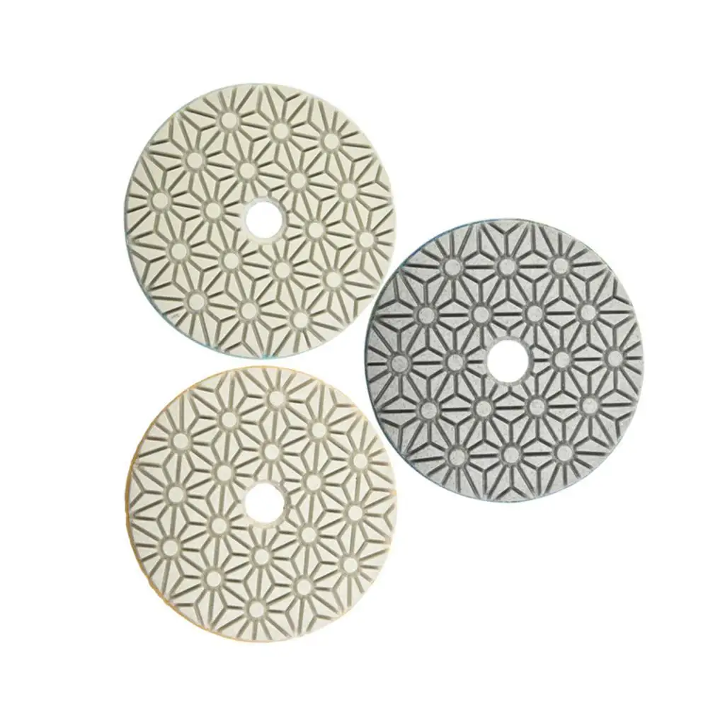 3 Pieces 4 inch Diamond Polishing Pads Quickly Polishing Durable ,Round Sanding