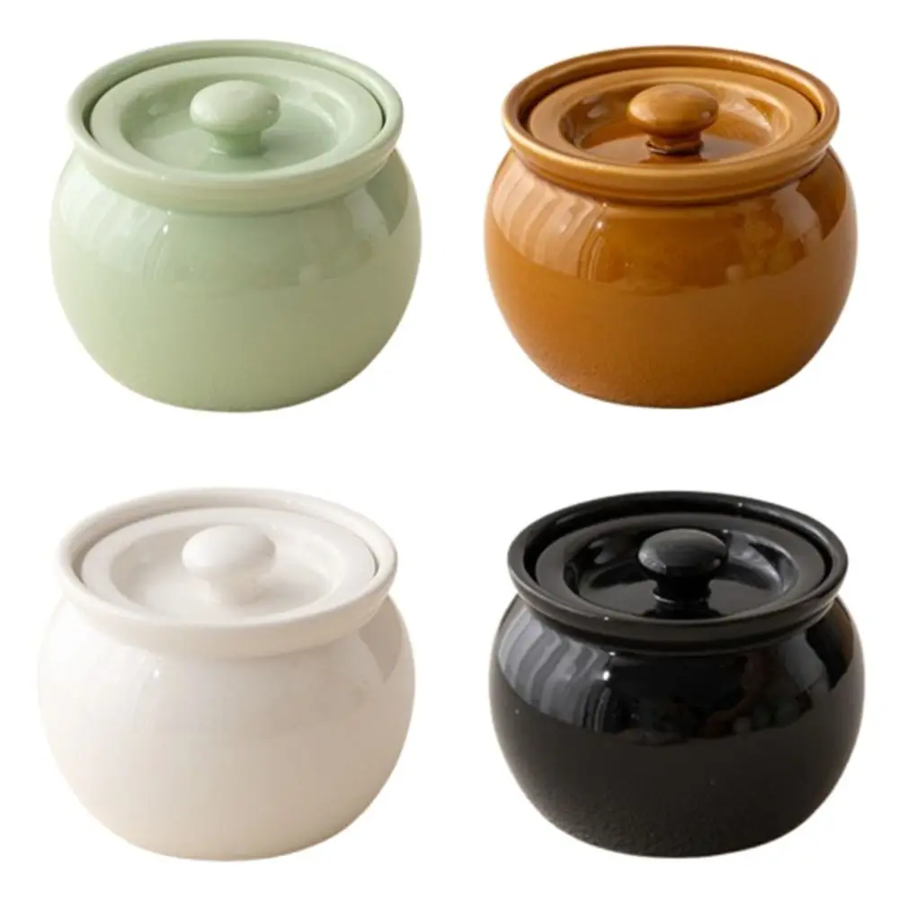 350ml/400ml Ceramic Stew Pot Thickened Large Capacity Porcelain Steaming Pot Mini Explosion-proof One-Person Soup Pot Kitchen