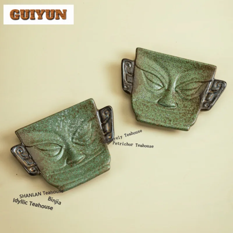 

2 шт./лот Sanxingdui бронзовая маска подставки ретро коврик для чашек для кофейных чашек блюдце противоожоговые салфетки подставка для чашки чайные услуги ремесло