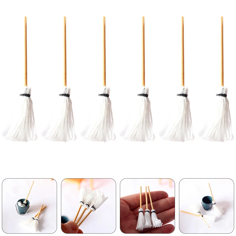 Mini Brooms for Crafts Mop Home Decor Cleaning Model Decorate Miniature Lotus Tree