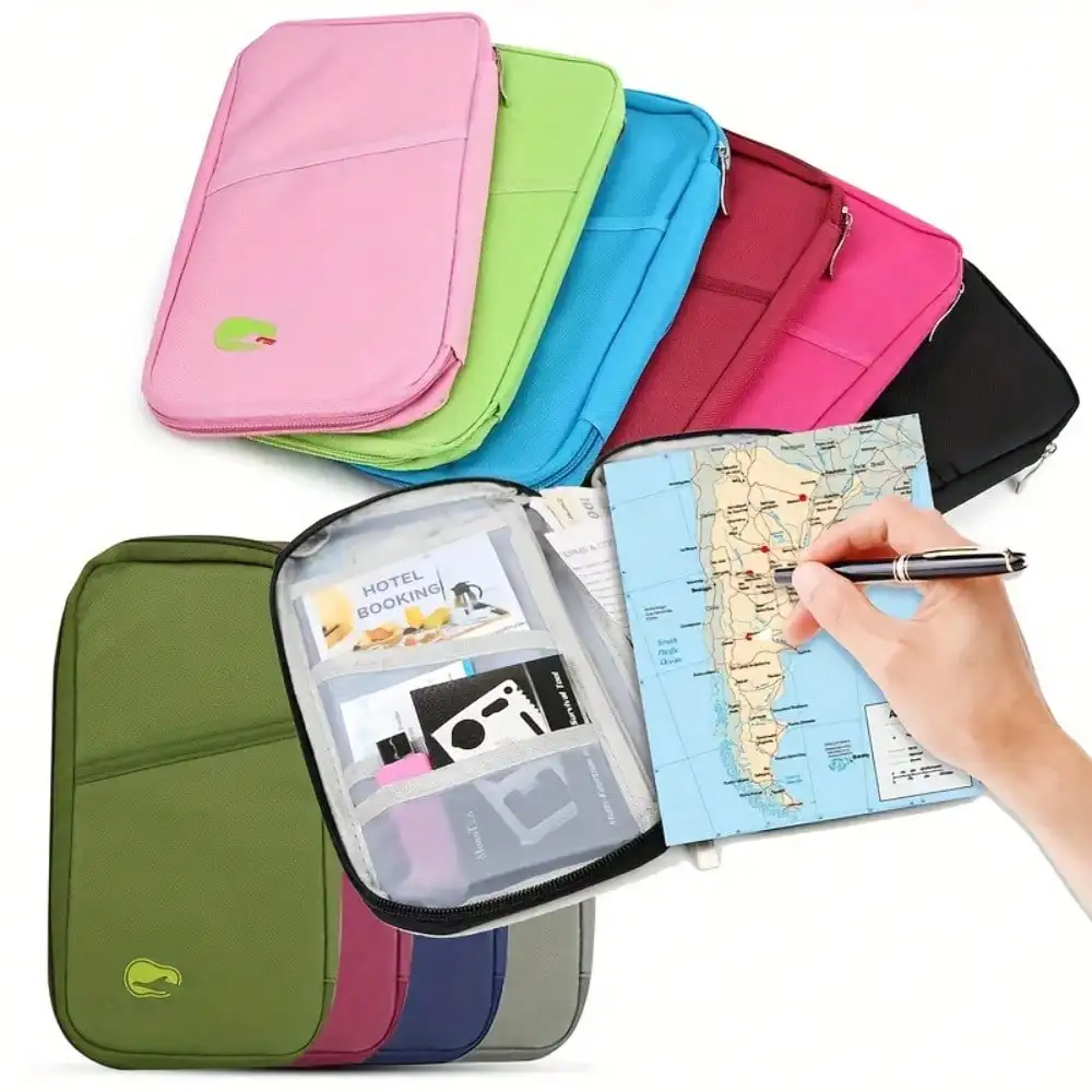 Reisepass-Etui mit Reißverschluss - mit Fächern für Bargeld, Ausweise und Kreditkarten & Handyfach – Detail 1