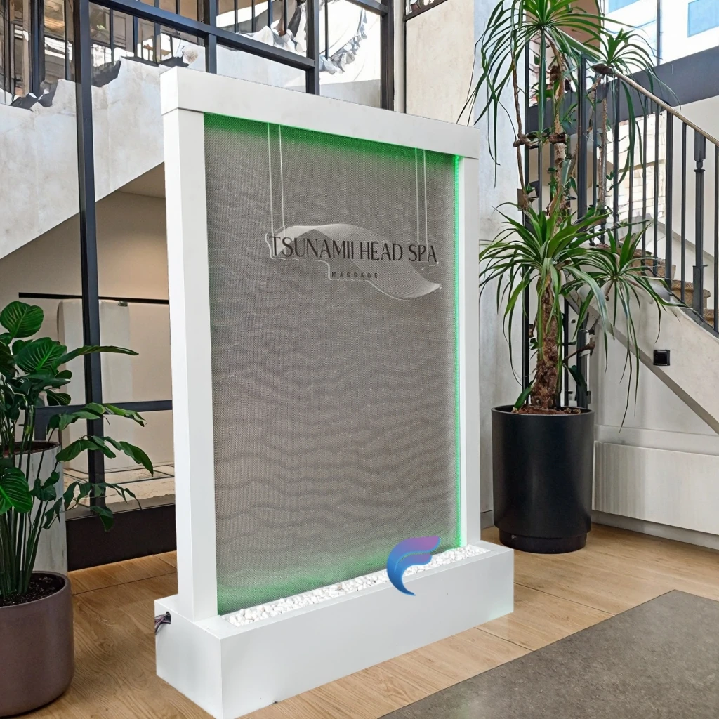

Customization.Contemporary Stainless Steel Mesh Water Wall Fountain Modern Indoor/Outdoor Water Feature