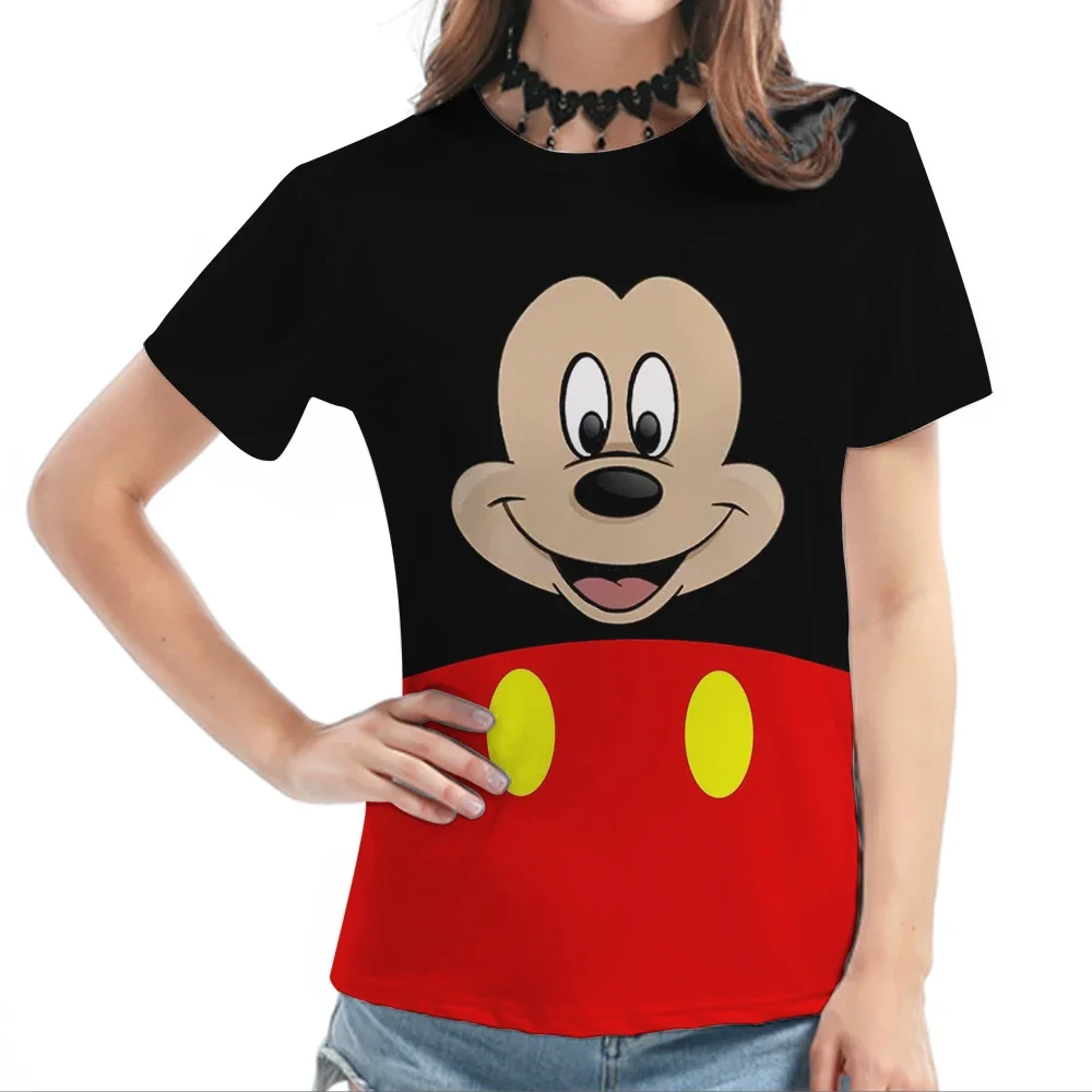 2024 Summer Dsiney Minnie Mouse Graphic Cute 3d Print T-shirt Streetwear Cartoon Slim T Shirt Female T-shirts Tops Tees Tops