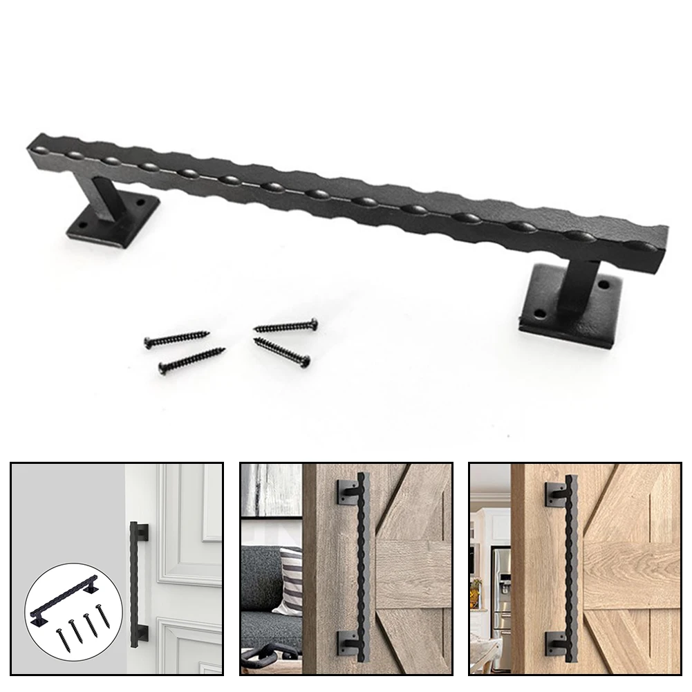 12 Inch Pull Handle Sliding Barn Door Handle Distinct Aesthetic High-Traffic Durability Indoor Outdoor Use Matte Black Finish