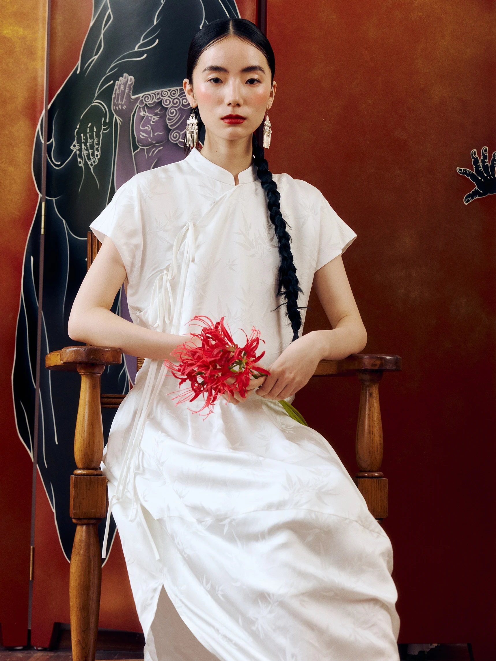 

White Bamboo Le Silk Embroidery ort Sve Qipao Dr by YUANYE Traditional Chinese Sle Spring Summer Faion Ladies D...