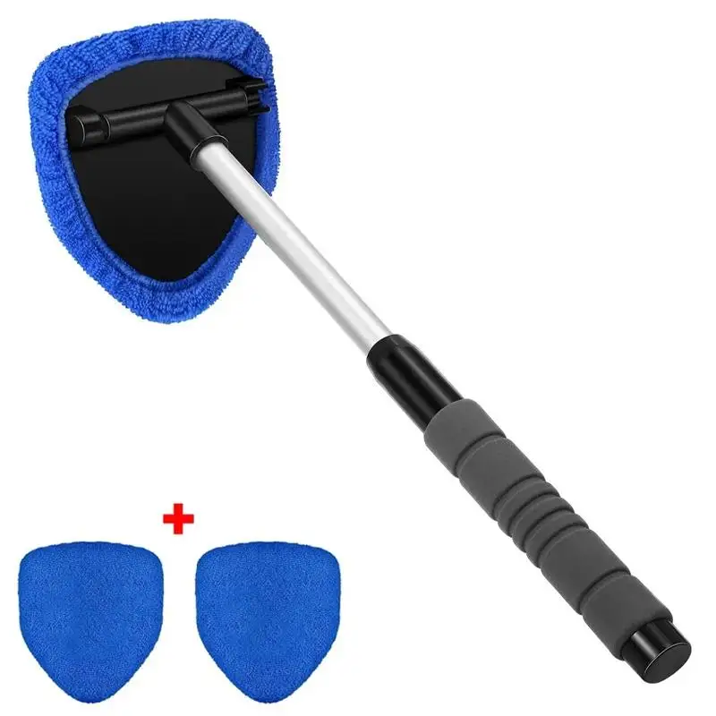 Car Window Cleaning Brush Kit, Windshield Washer Tool with Long Handle, Extendable Wiper for Auto Interior Glass