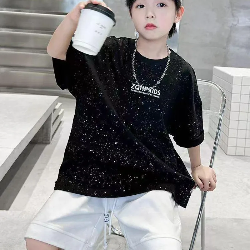 100% Cotton Short Sleeved Star Pattern Boys T-Shirt Summer Toddler Boys Casual Tops Premium Quality Breathable