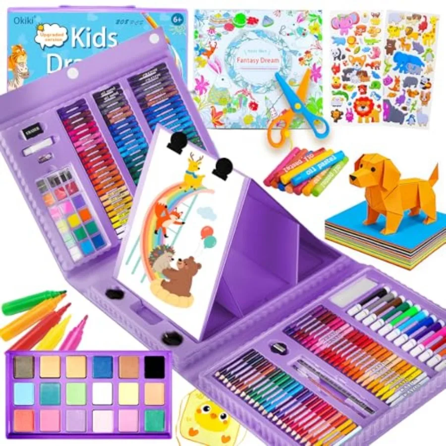 

Набор для рисования и творчества Art Supplies297: подарочный набор для девочек и мальчиков, люксовый художественный набор в коробке с трехсекционным мольбертом, включает масляную пастель и мелки.