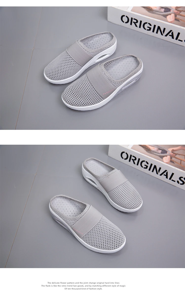 2025, Sommer europäische und amerikanische große Baotou-Halbhausschuhe für Damen, Mesh, ohne Absatz, Slip-on-Damenschuhe, flache Schuhe – Detail 25