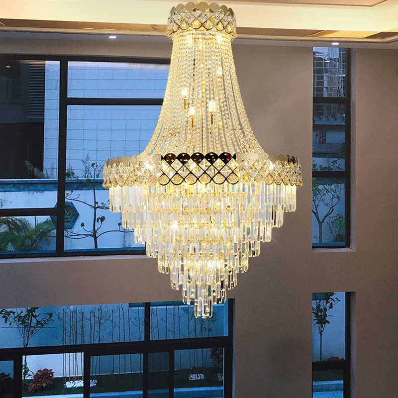 

Дуплексное здание, большая люстра, вилла, гостиная, полый простой здание, средний пол, светильник, роскошная Поворотная Люстра для лестницы