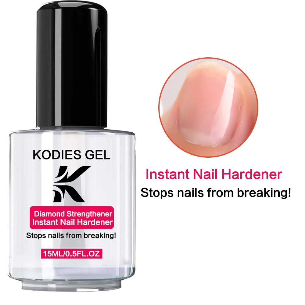 KODIES GEL Diamond Strengthener Instant Nail Hardener Stop Nails Breaking Clear Natural Dry Nail Polish Lacquer Topcoat Finish