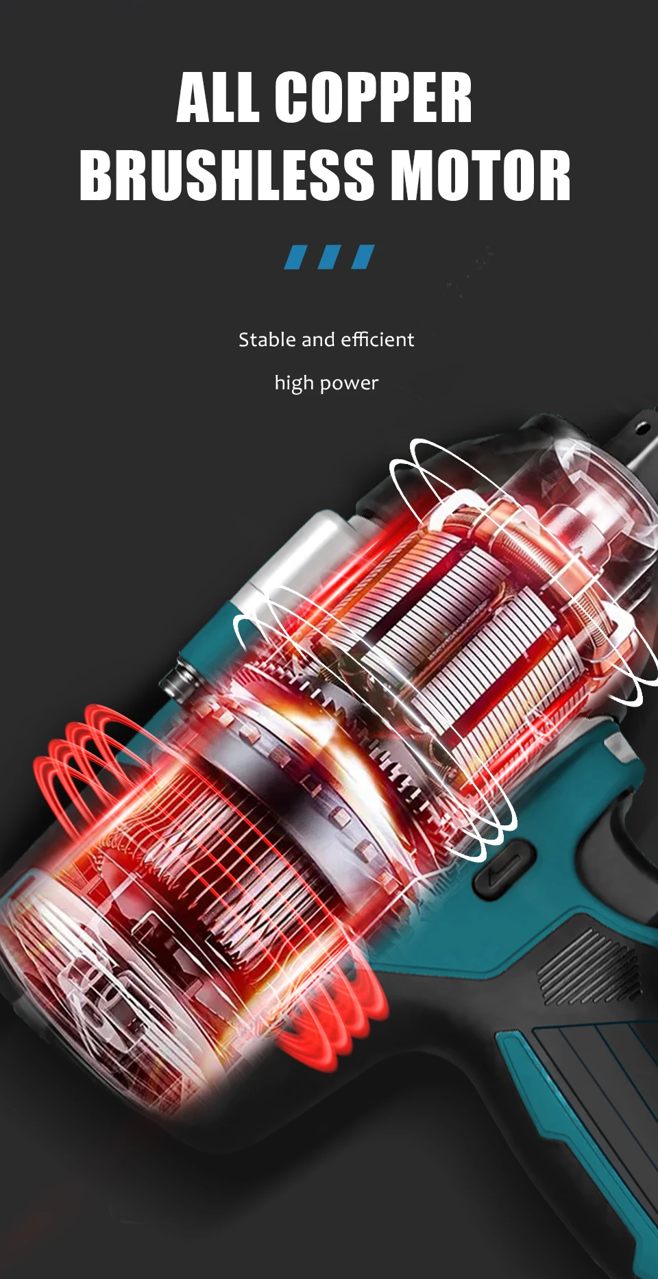 Kamolee 1800 N.M 1/2 High Torque DTW700 Bürstenloser kabelloser elektrischer Schlagschrauber im Lithium-Ionen-Akku für 18-V-Akku von Makita – Detail 4