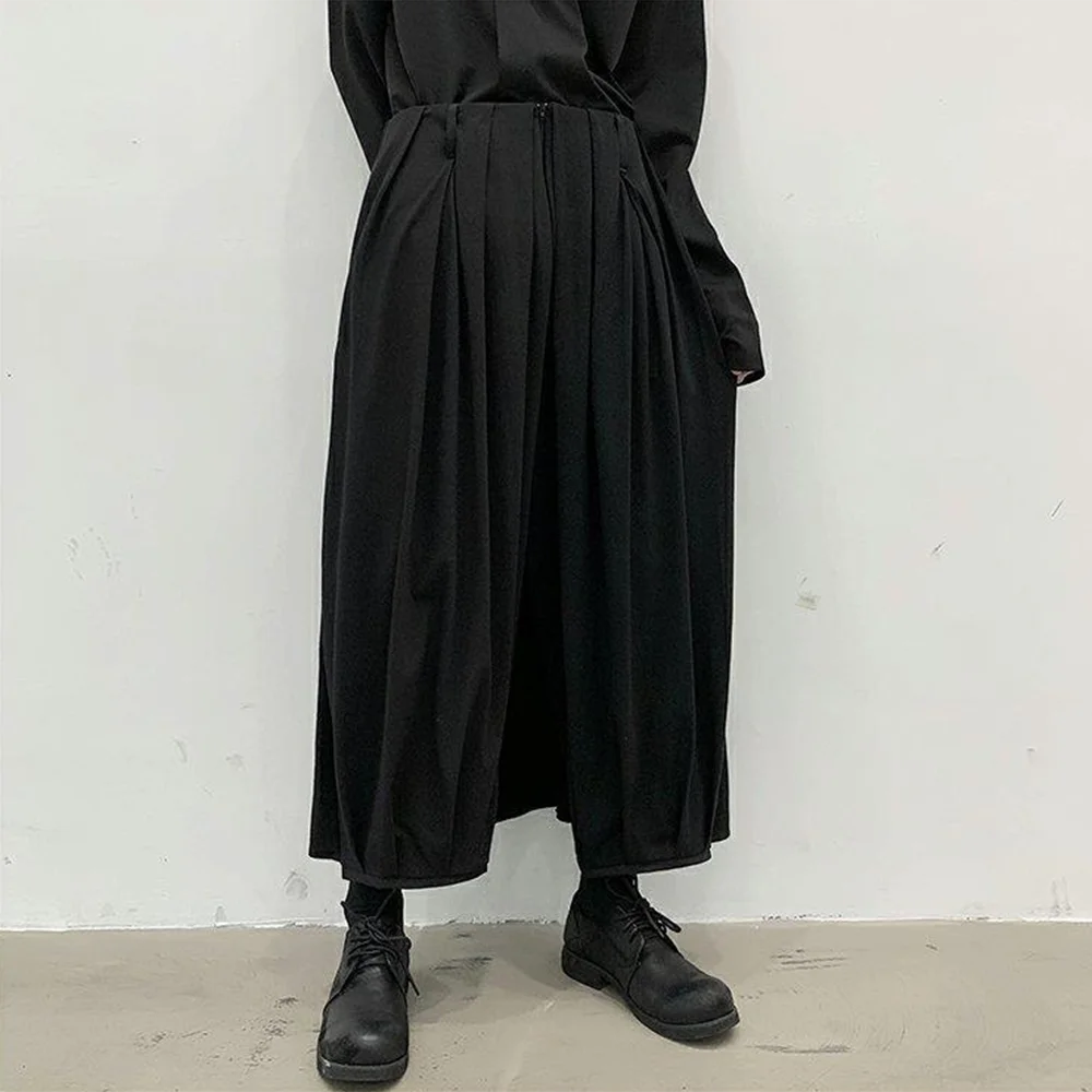 

Mens Culottes Y2k Pleated Casual Pants Summer Streetwear Fashion Breathable Versatile Youth Campus Wide-Leg Pants Men'S Wear New