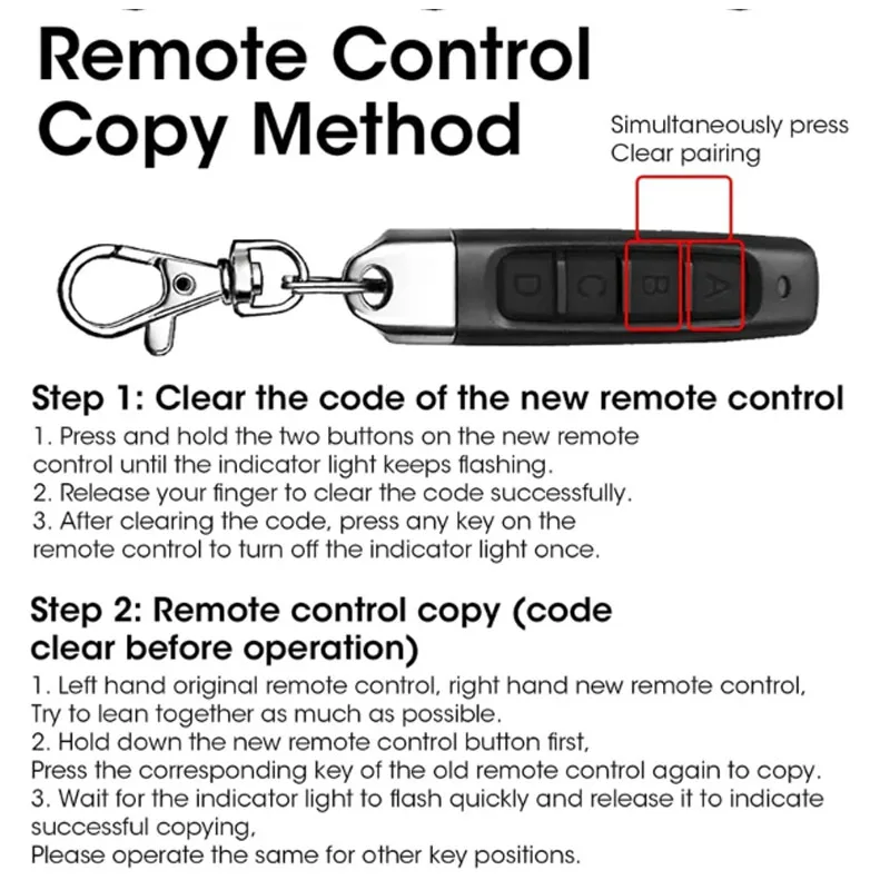 Universal 433MHz Electric Gate Remote Control Self-copying Garage command RF Wireless Duplicator Clone Code Learning code 433.92