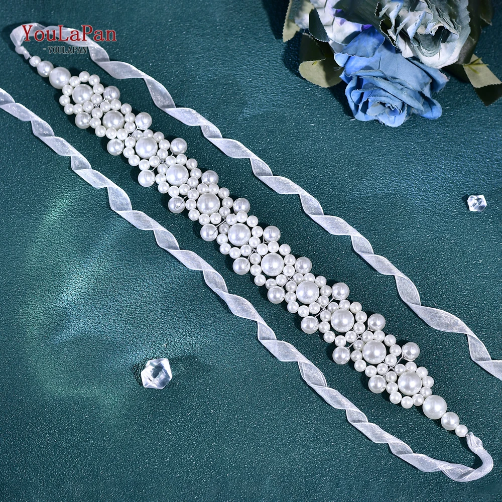 YouLasaupoudrer-Ceinture de perles artificielles pour femmes, ceinture faite à la main, accessoires de taille avec organza, robe de soirée de demoiselle d'honneur, ornement de ceinture SH829