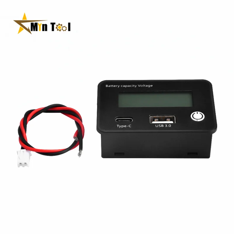 DC8-30V USB Type-C Lead Acid Lithium Battery Charge Capacity Indicator Car Motorcycle Digital Voltmeter Tester Meter Tool